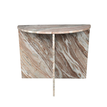 Patrice 24" Art Deco Minimalist Natural Marble Handmade Demilune Side Table - JONATHAN Y